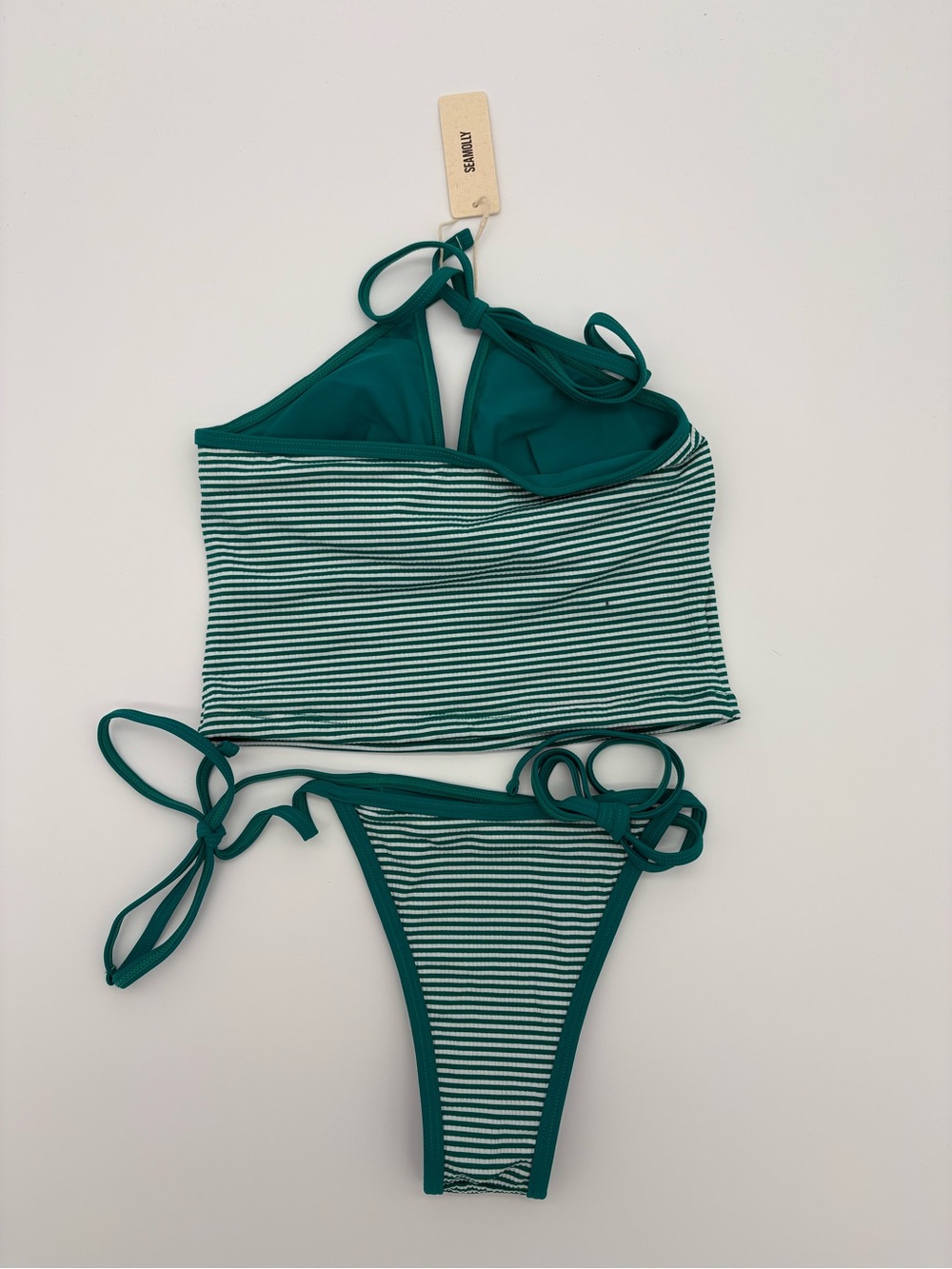Striped Teal Halter Bikini Set - Teal - Picture 2 of 3